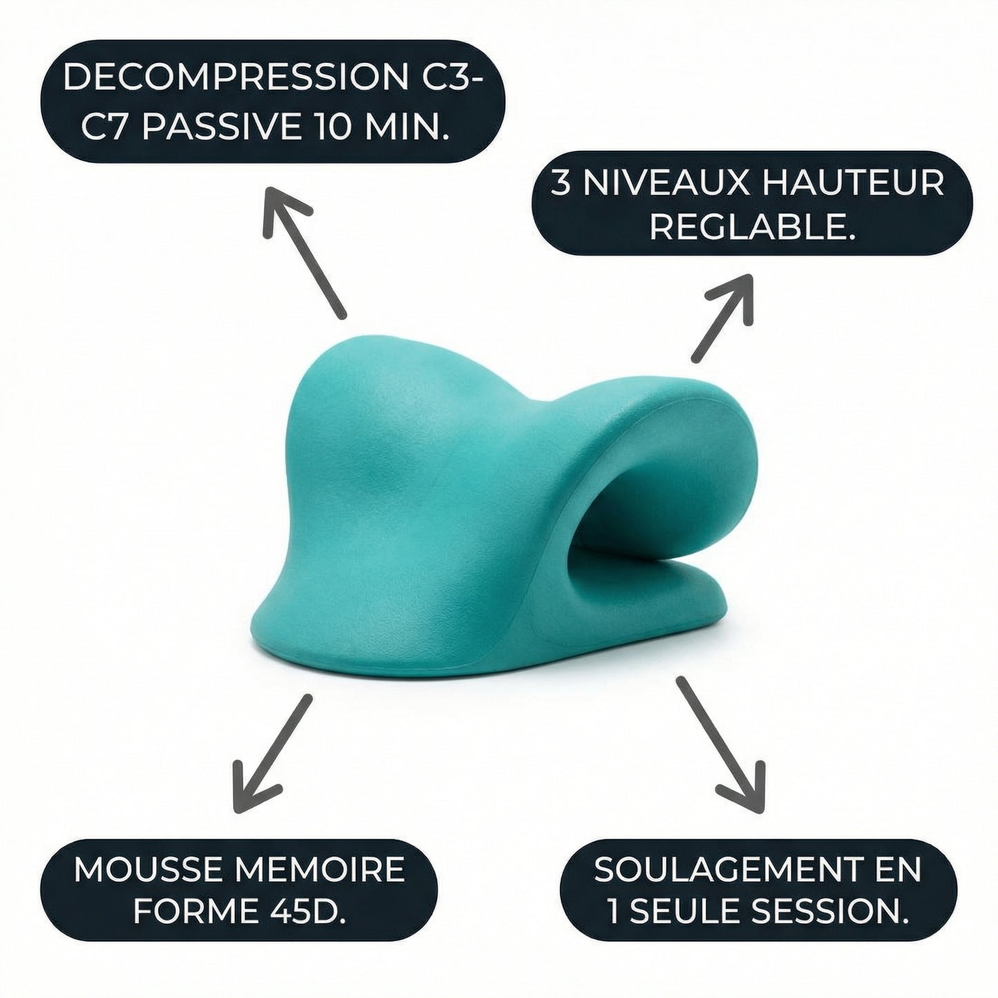 Étireur Cervical Cloud Serenys — décompression C3-C7 3 niveaux mousse 45D