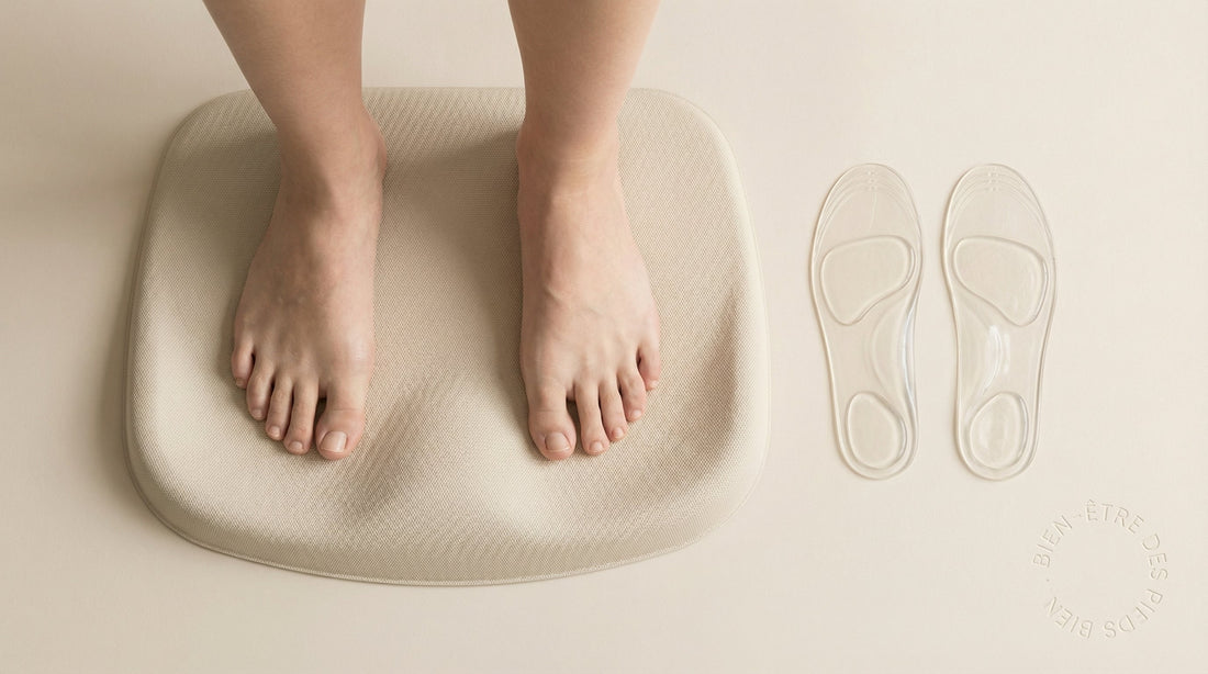 Mal aux pieds après 40 ans : semelles gel mémoire de forme pour soulager fasciite et métatarsalgie