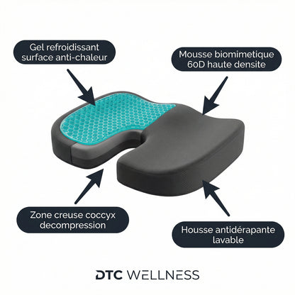 Coussin Biomimétique Serenys — gel anti-chaleur mousse 60D coccyx décompressé