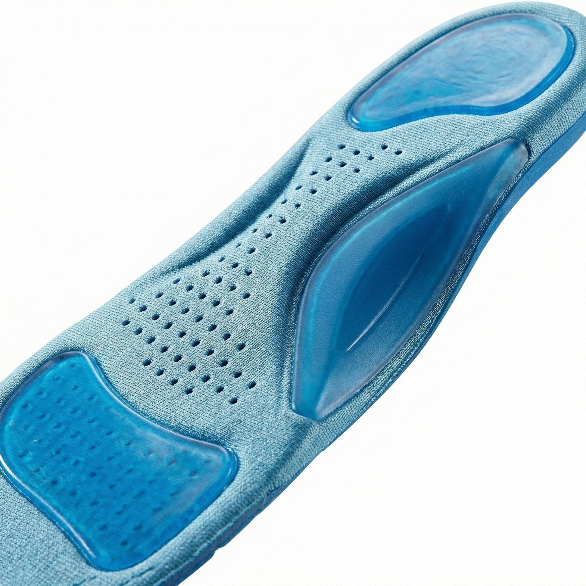 Semelles sport amorti anti-fatigue — vue détail matière et texture