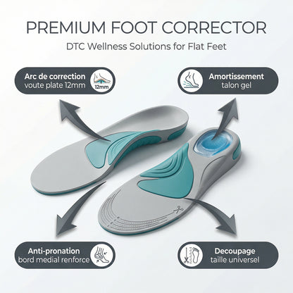 Semelles Pied Plat Serenys — arc correction 12mm anti-pronation gel talon