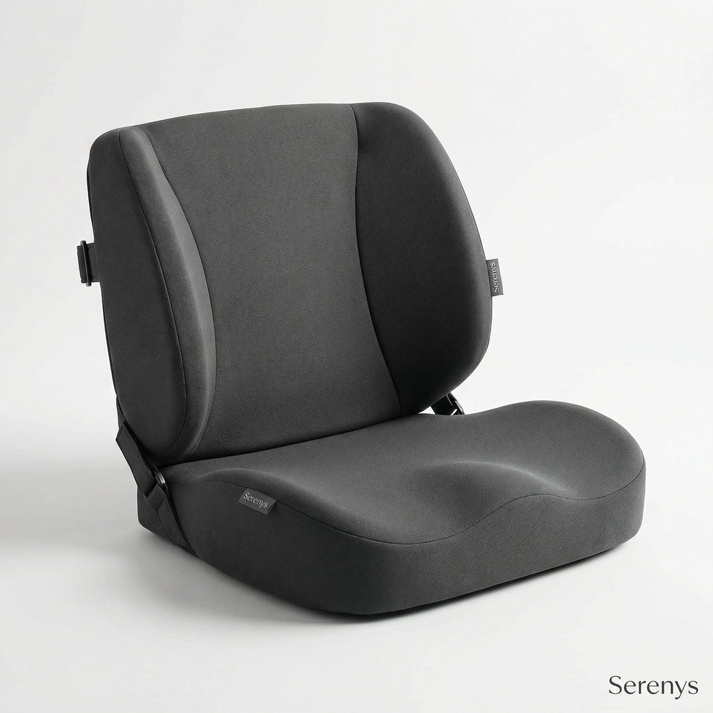 Coussin ergonomique support lombaire et hanche ajustable Serenys — mousse mémoire de forme pour bureau et voiture