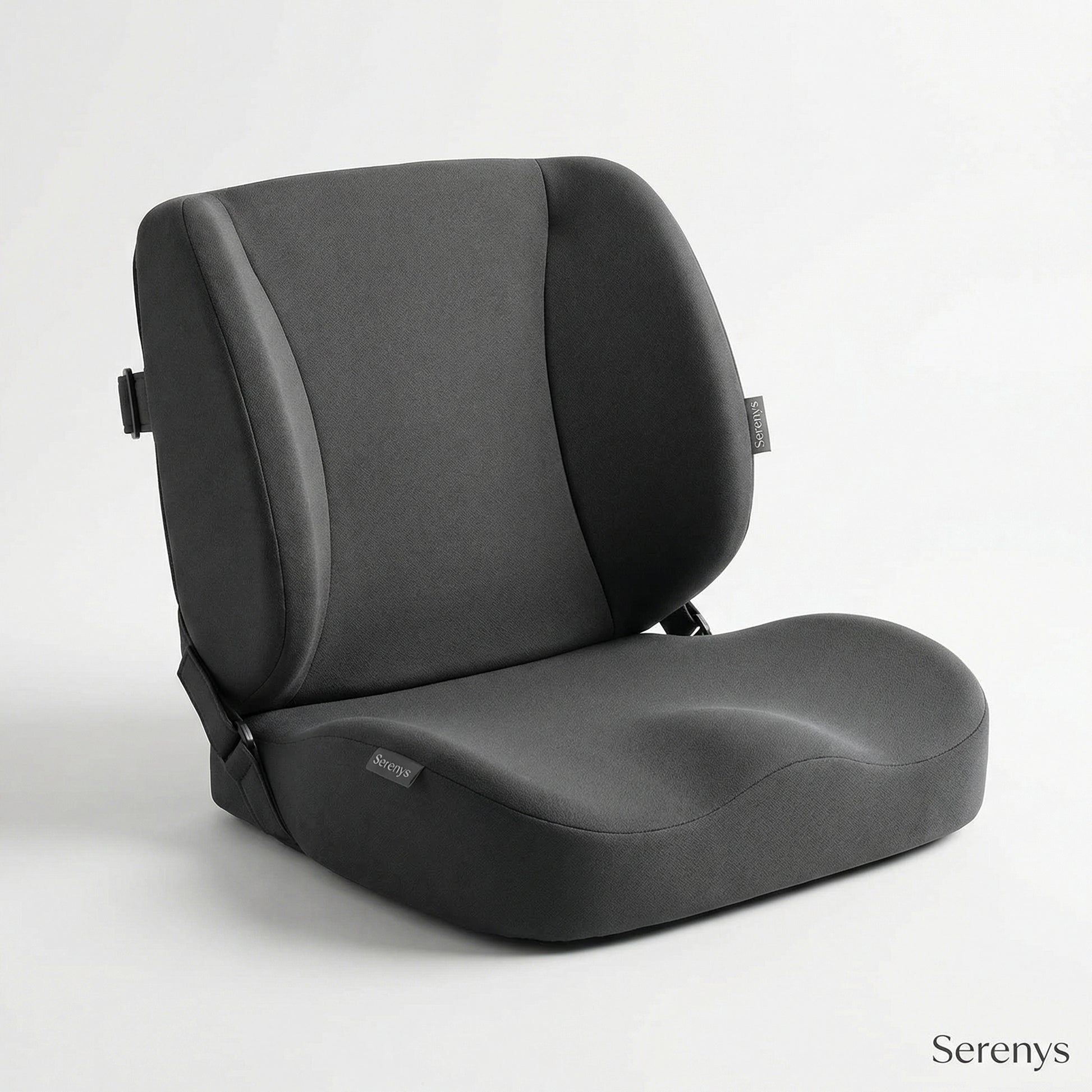 Coussin ergonomique support lombaire et hanche ajustable Serenys — mousse mémoire de forme pour bureau et voiture