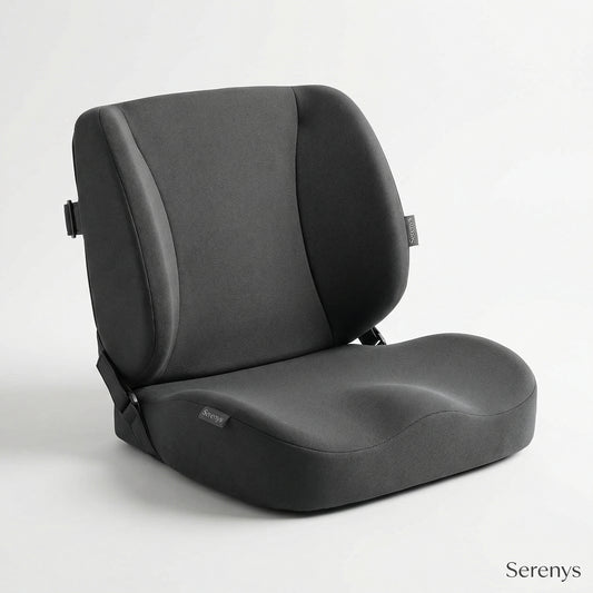 Coussin ergonomique support lombaire et hanche ajustable Serenys — mousse mémoire de forme pour bureau et voiture