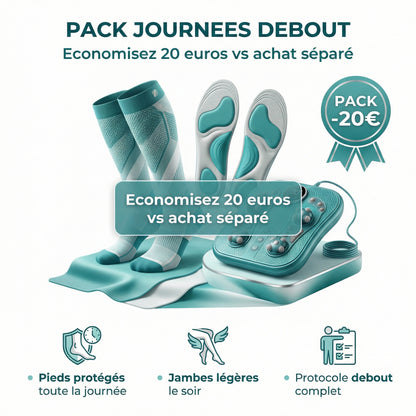Pack Journées Debout Serenys — semelles + slides acupression pieds jambes