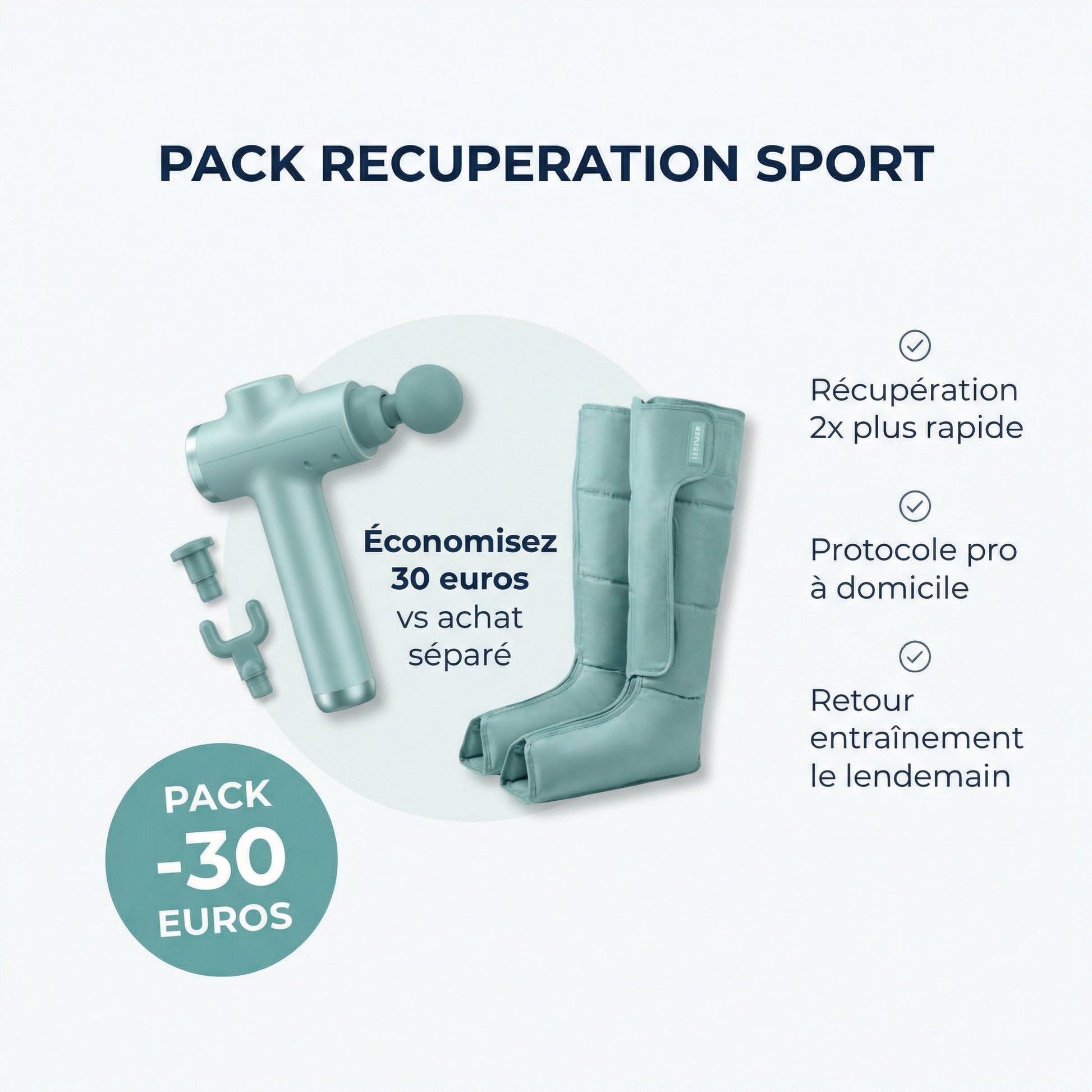 Pack Récupération Sport Serenys — pistolet massage + bottes pressothérapie protocole pro